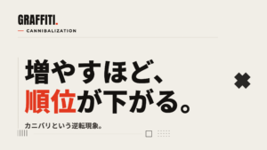 カニバリ（記事の共食い）を示すアイキャッチ